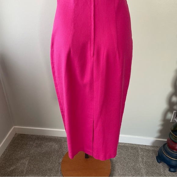 Vintage Jackie K Barbie Mod Pinup Hot Pink Gold Midi Dress Size Small - Picture 7 of 9